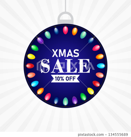 Xmas Sale 10% Off Christmas Discount Hanging Badge Banner Xmas Sale 10% Off Christmas Discount Hanging Badge Banner 134555689