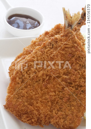 Fried horse mackerel served on a plate Fried horse mackerel served on a plate 134556370