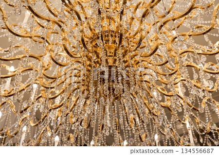 Elaborate Circular Crystal Arrangement Exhibiting Detailed Craftsmanship And Stunning Symmetry Qualities Elaborate Circular Crystal Arrangement Exhibiting Detailed Craftsmanship And Stunning Symmetry Qualities 134556687
