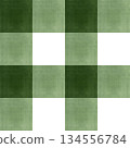 Soft green checkered squares form a seamless pattern for textiles, wrapping paper, stationery, packaging, wallpapers, home decor. Hand painted in watercolor with natural tones, cozy farmhouse mood 134556784