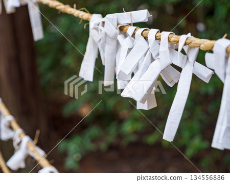 在神社裡,人們會將寫著願望的御神簽繫在簽紙上。 在神社裡,人們會將寫著願望的御神簽繫在簽紙上。 134556886