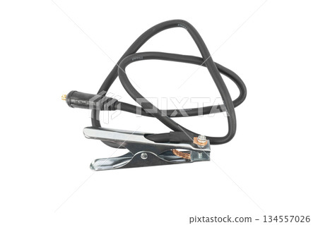 Welding equipment isolated on white background. Multi-process welder. Set of accessories for arc welding Welding equipment isolated on white background. Multi-process welder. Set of accessories for arc welding 134557026