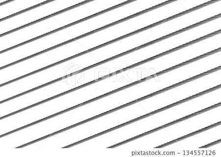 Metal cable isolated on white background. Steel twisted twine. Straight hawser isolated. Metal cable isolated on white background. Steel twisted twine. Straight hawser isolated. 134557126