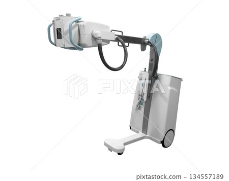 X-ray machine as medical scanner quipment isolated on white background. Mobile x-ray machine isolated. Medical and science squipment. 134557189