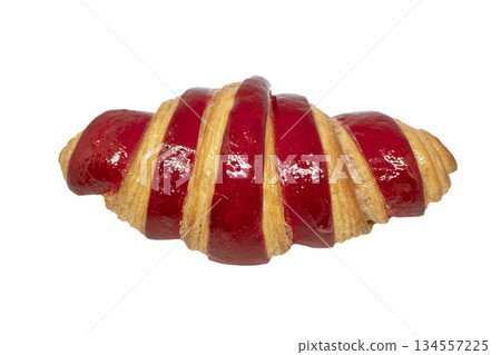 Fresh baked croissant isolated on white background. Delicious french croissant isolated. Fresh baked croissant isolated on white background. Delicious french croissant isolated. 134557225