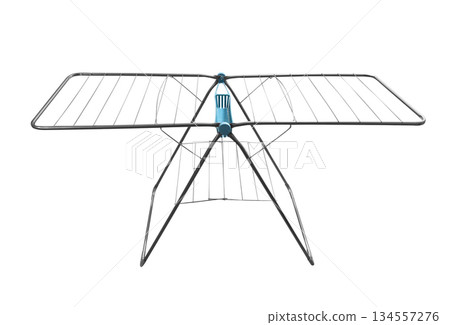 Folding clothes dryer isolated on white background. 134557276