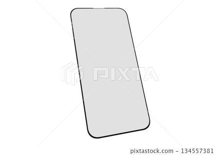 Protective glass for mobile phone or smartphone isolated on white background. Smartphone screen protector glass Transparent multi layered glass shield for mobile phone isolated 134557381