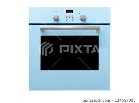 Kitchen stove with oven isolated on white background. Appliances. Electric or gas stove oven. Element of kitchen interior in cartoon style. Household oven 134557395