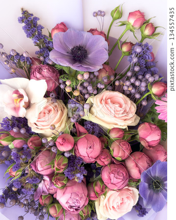 Beautiful pink bouquet texture background texture. Nature outdoor. Bouquet pattern Beautiful pink bouquet texture background texture. Nature outdoor. Bouquet pattern 134557435