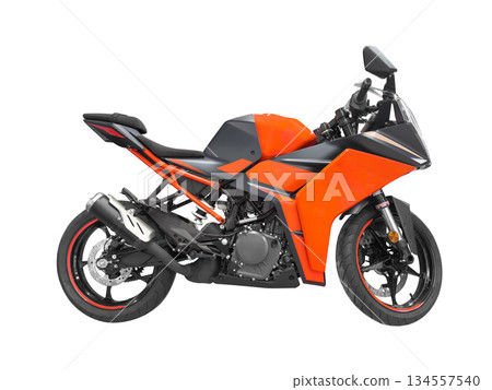 Motorcycle isolated on white background. Side view sport red motorcycle isolated. Motorcycle isolated on white background. Side view sport red motorcycle isolated. 134557540