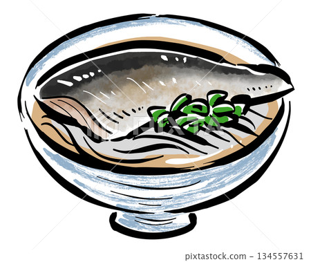 Herring soba - hand-drawn brush illustration 134557631