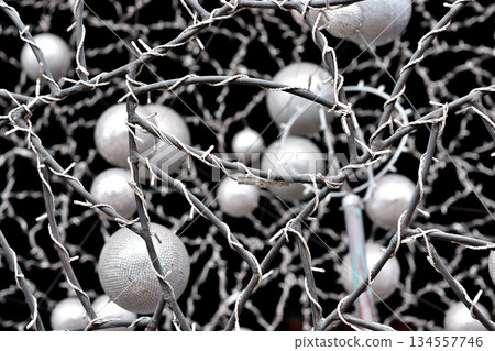 Silver Decorative Balls with White Twigs Silver Decorative Balls with White Twigs 134557746