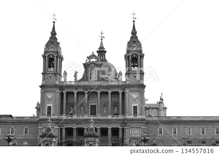Cathedral of Saint Mary the Royal of the Almudena seen from the Royal Palace in Madrid, Spain Cathedral of Saint Mary the Royal of the Almudena seen from the Royal Palace in Madrid, Spain 134557816