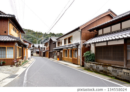 Traditional wooden fishermen Funaya boathouses in Ine, north Kyoto prefecture on the Sea of Japan Traditional wooden fishermen Funaya boathouses in Ine, north Kyoto prefecture on the Sea of Japan 134558024