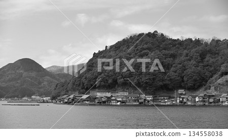 Traditional fishermen village with Funaya boathouses in Ine, north Kyoto prefecture on the Sea of Japan Traditional fishermen village with Funaya boathouses in Ine, north Kyoto prefecture on the Sea of Japan 134558038