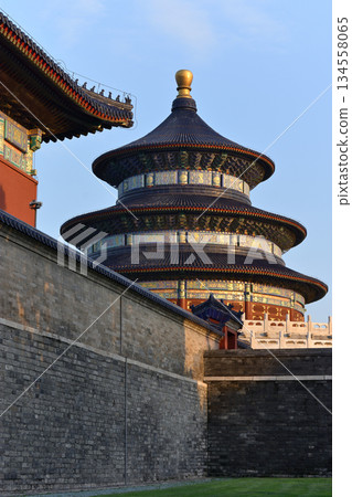 Historic landmark of Temple of Heaven, complex of imperial religious Confucian buildings in Beijing, China Historic landmark of Temple of Heaven, complex of imperial religious Confucian buildings in Beijing, China 134558065
