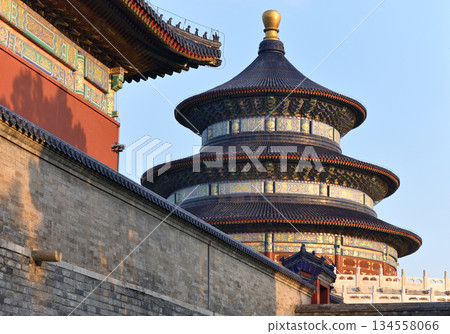 Historic landmark of Temple of Heaven, complex of imperial religious Confucian buildings in Beijing, China Historic landmark of Temple of Heaven, complex of imperial religious Confucian buildings in Beijing, China 134558066