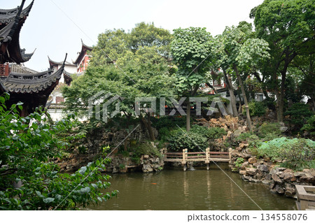 Yuyuan classical Chinese garden in the Old City of Shanghai, built in 1559 during Ming Dynasty in Shanghai, China 134558076