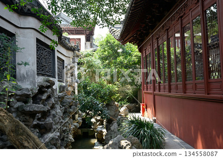 Yuyuan classical Chinese garden in the Old City of Shanghai, built in 1559 during Ming Dynasty in Shanghai, China 134558087