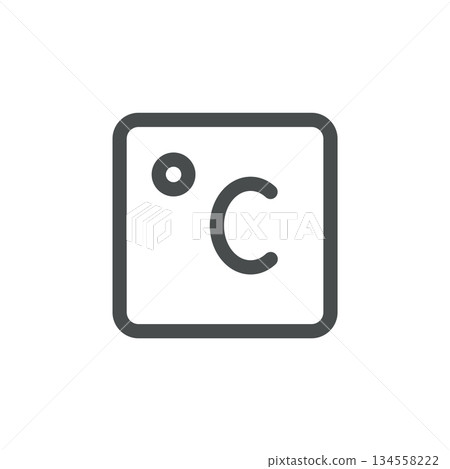 Celsius Degree Weather Icon including temperature scale, centigrade unit, heat and cold measurement, thermometer metric for climate forecast. 134558222