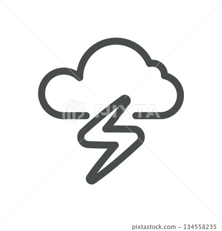 Lightning Thunderstorm Weather Icon, electric storm bolt and severe warning forecast, linear thin isolated Pictogram Lightning Thunderstorm Weather Icon, electric storm bolt and severe warning forecast, linear thin isolated Pictogram 134558235