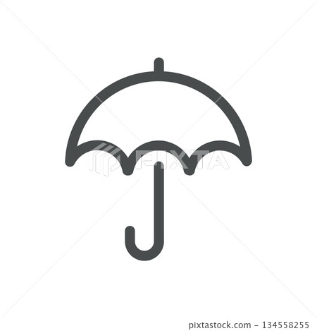 Rain Umbrella Weather Icon. Thin Line Umbrella Illustration for Rain Protection, Wet Forecast and Outdoor Safety Concept. Isolated Outline Vector Symbol, Editable Stroke Pictogram 134558255