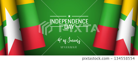 Myanmar independence day vector banner, greeting card 134558554