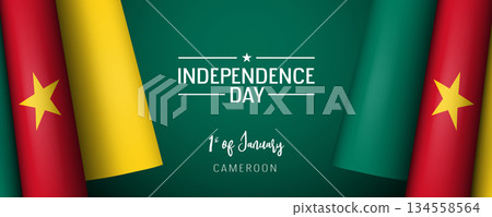Cameroon independence day vector banner, greeting card. Cameroon independence day vector banner, greeting card. 134558564