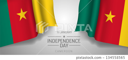 Cameroon happy independence day greeting card, banner with template text vector illustration 134558565