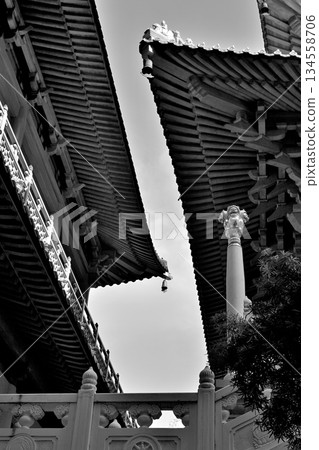 Historic Buddhist temple complex of Jingan Temple on the West Nanjing Road in downtown Shanghai, China Historic Buddhist temple complex of Jingan Temple on the West Nanjing Road in downtown Shanghai, China 134558706