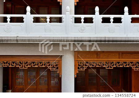 Historic Buddhist temple complex of Jingan Temple on the West Nanjing Road in downtown Shanghai, China Historic Buddhist temple complex of Jingan Temple on the West Nanjing Road in downtown Shanghai, China 134558724