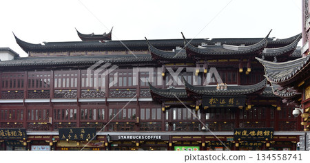 Markets and tourist shops at Yuyuan Tourist Mart in Old City God Temple commercial area of Shanghai, China Markets and tourist shops at Yuyuan Tourist Mart in Old City God Temple commercial area of Shanghai, China 134558741