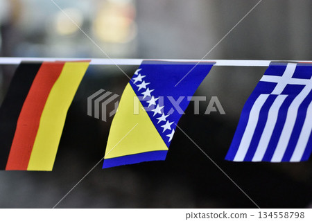 Flags of Germany, Bosnia and Herzegovina, and Greece 134558798