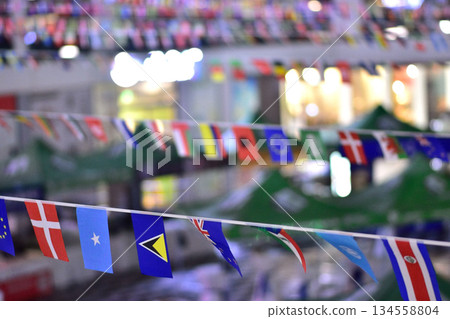 International Flags in Shopping Mall 134558804