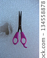 Pink Scissors on Bubble Wrap 134558878