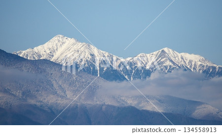北阿爾卑斯山脈的常念山和橫筒山，山頂聳立於雲層之上。 134558913