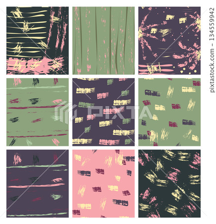Set of vector creative cards with paint strokes for invitations, labels and flyers Set of vector creative cards with paint strokes for invitations, labels and flyers 134559942