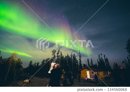 A night of aurora viewing under the stars in Yellowknife, Canada A night of aurora viewing under the stars in Yellowknife, Canada 134560068