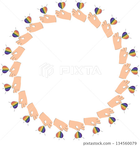 Heart lgbt frame. Heart, love, romance or valentine's day heart. Artistic lgbtq red heart love empty template 134560079