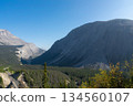 Magnificent mountain scenery seen from a viewpoint on the Icefields Parkway 134560107