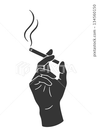 Silhouette icon of a hand holding a cigarette 134560150
