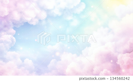夢幻般的背景是柔和色調的淡彩虹雲。 夢幻般的背景是柔和色調的淡彩虹雲。 134560242