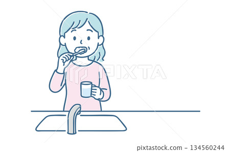 刷牙的女人 134560244