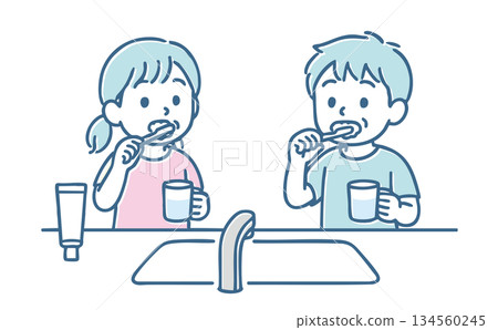 Children toothbrushing 134560245