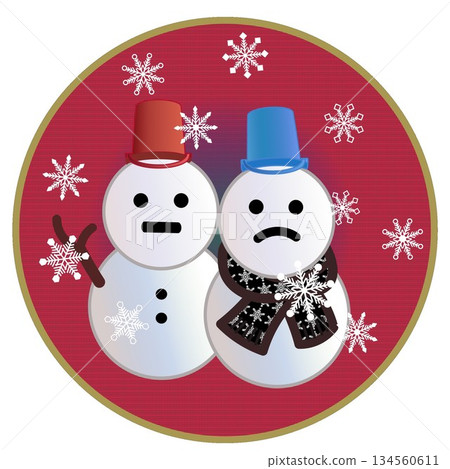 圓形背景的雪人插圖 圓形背景的雪人插圖 134560611