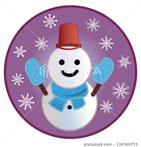 圓形背景的雪人插圖 圓形背景的雪人插圖 134560753