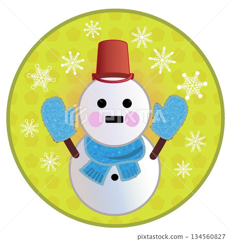 Illustration of a snowman with a circular background 134560827