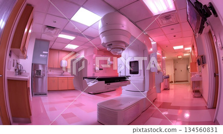 Hospital environment mammogram scanner room wide angle modern clean 134560831