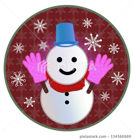 Illustration of a snowman with a circular background Illustration of a snowman with a circular background 134560989