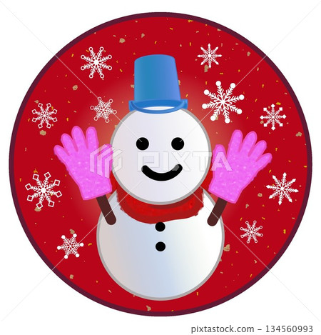 Illustration of a snowman with a circular background Illustration of a snowman with a circular background 134560993
